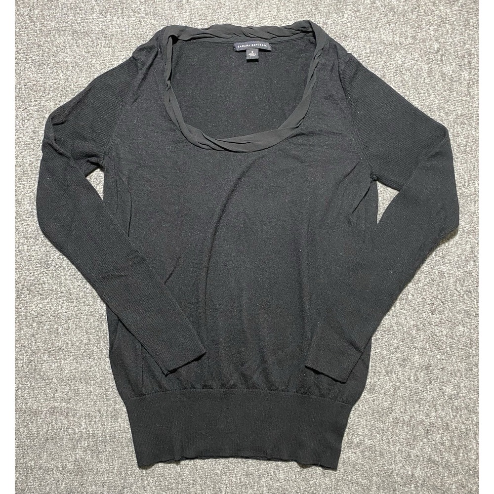 Banana Republic Womens Long Sleeve Taupe Wool Blend Sweater Black Size S